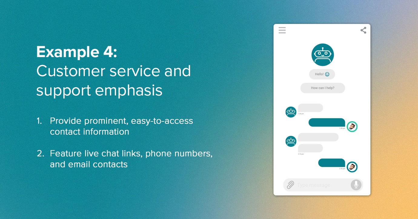 Example 4: Customer service and support emphasis