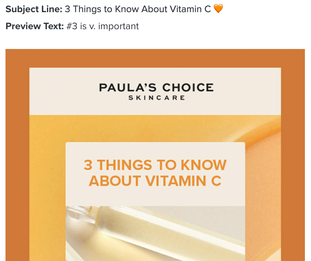 email example from Paula's Choice Skincare