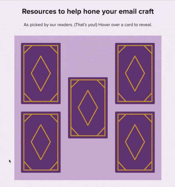 cards moving and being flipped - How to Create an Interactive Email: 7 Elements to Add - Litmus