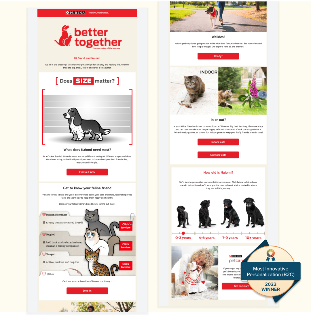 Email from HH Global for client Purina, winner of Litmus 2022 Email Excellence award